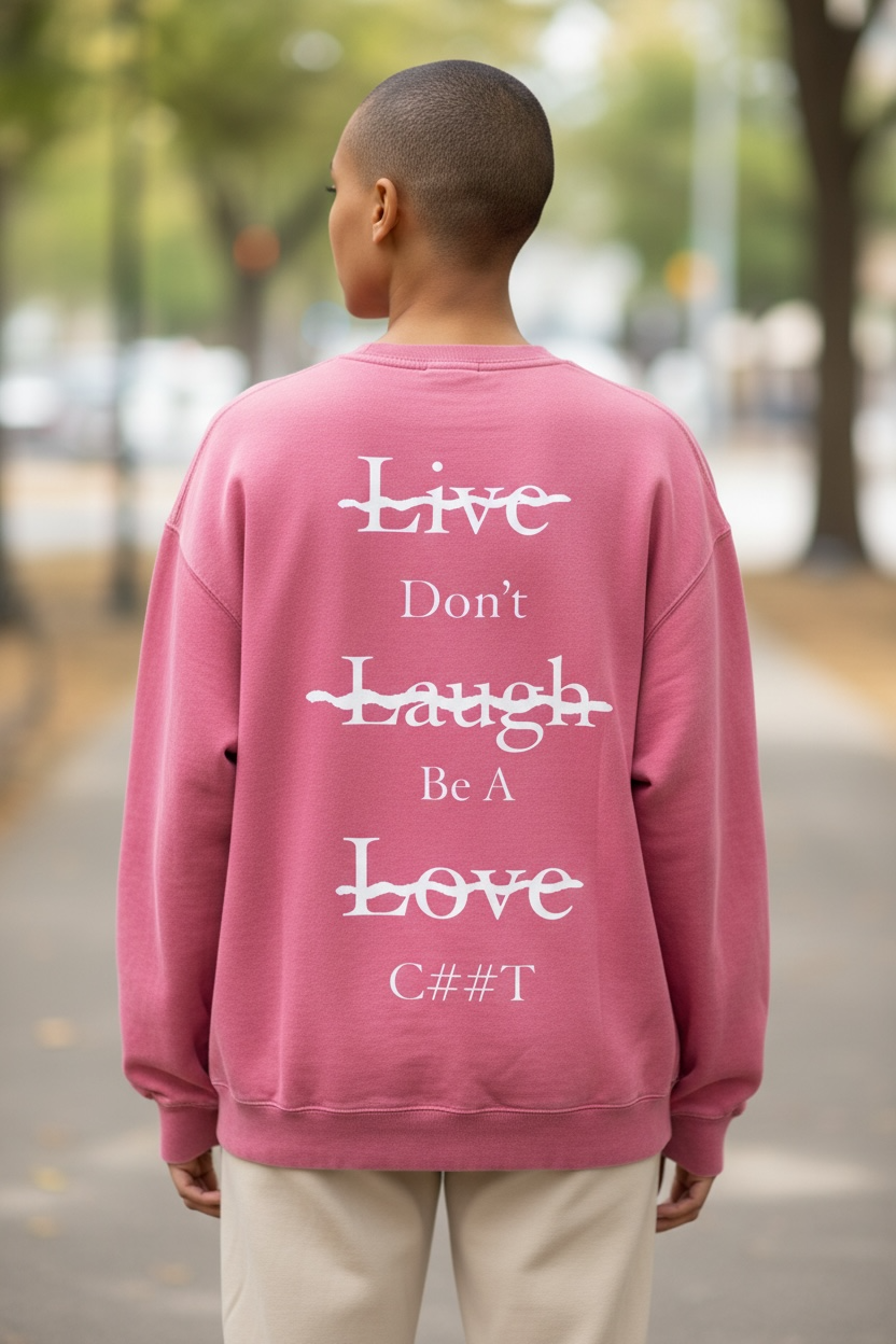Pink Acid Wash “Live,Laugh,Love” Sweater