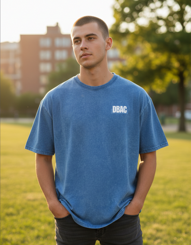 Blue Oversized Acid Wash- “Live,Laugh,Live.. DBAC” Main Image